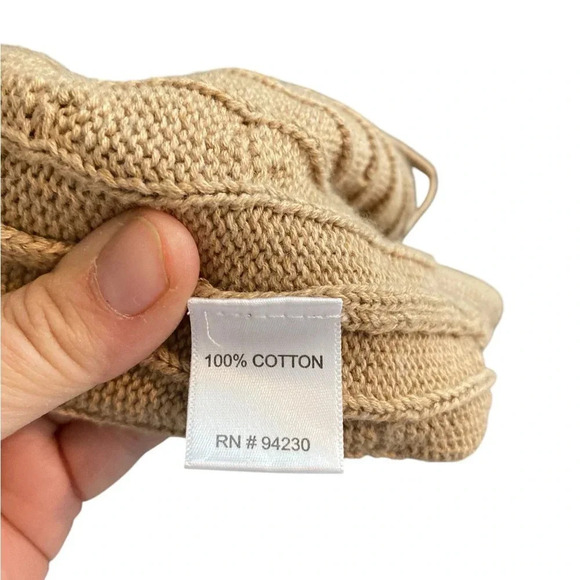 Paul Fredrick tan cable knit elbow patch Fall Winter grandpa cotton zip cardigan - Picture 5 of 7